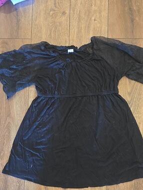 Maurices Black Short Sleeve Peasant Blouse